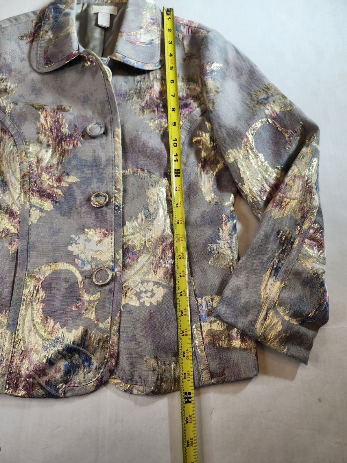 Chico’s Multicolor Jacket Blazer Button-Up Metall… - image 4