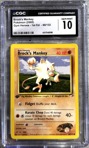 Brock's Mankey (1st Edition) graded CGC 10 for sale on eBay