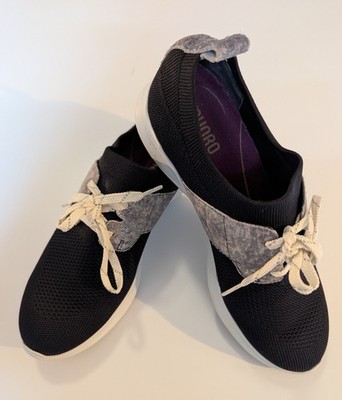 Munro Women's Black/Gray/White Mesh size 7 Lace-Up Sneakers Arch Support*note