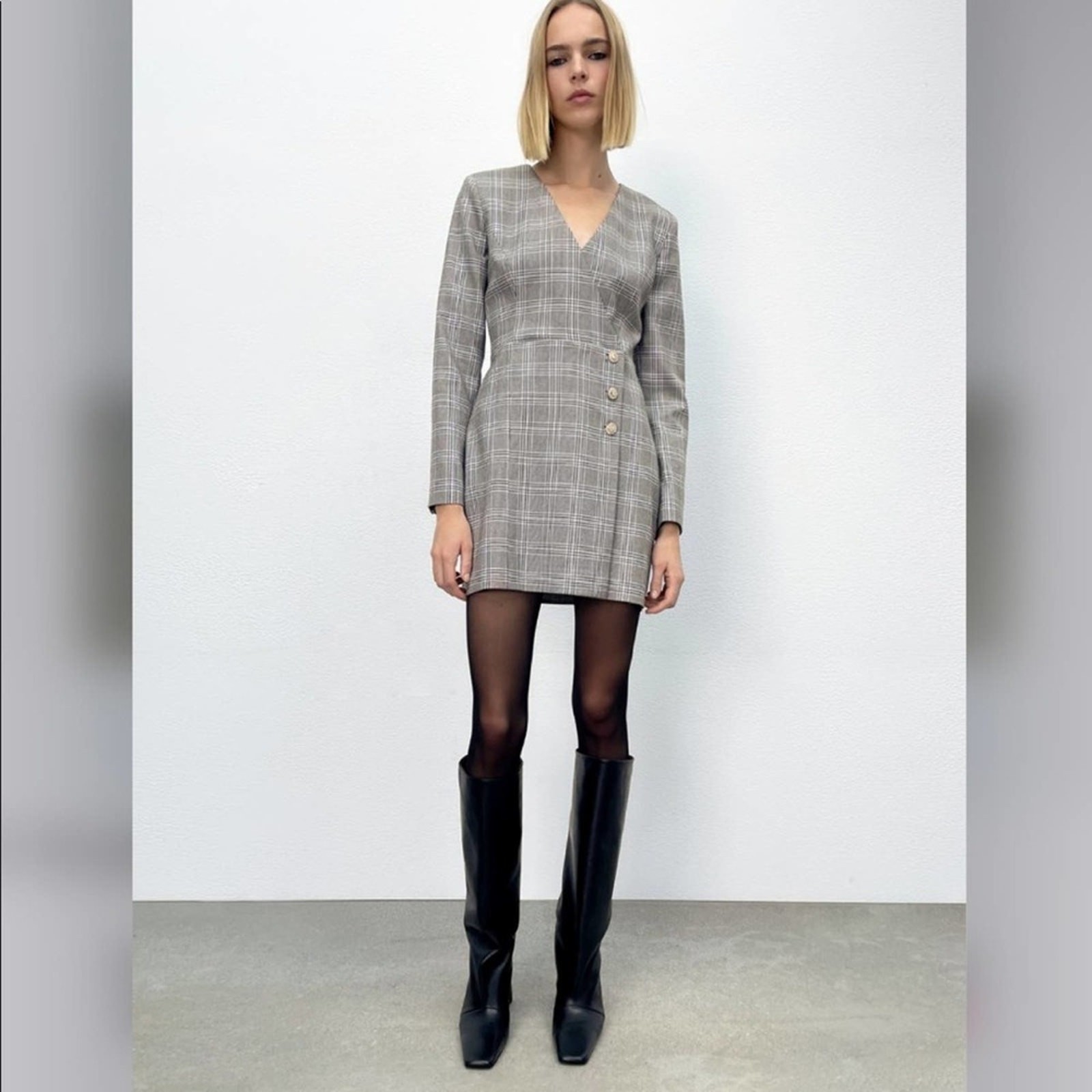 Zara Plaid Blazer Dress Size Extra Small XS image 9