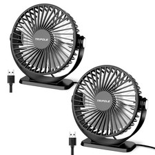 Desk Fan USB Powered 2 Pack Black Small Portable Fan, 3 Speeds Strong Airflow...