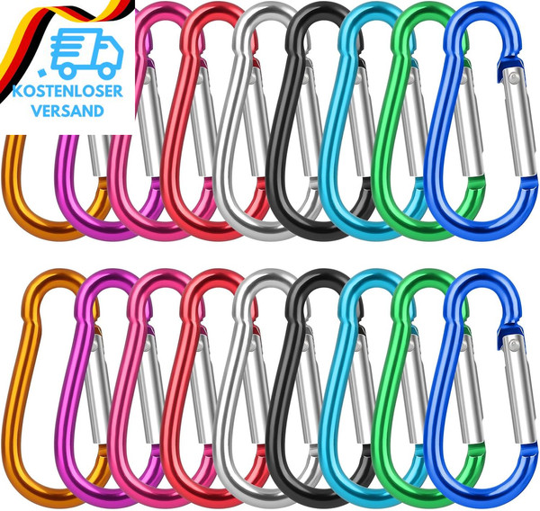 Joysky 18 StüCk Karabiner Klein SchlüSselanhäNger Mini Karabinerhaken Aluminium-image