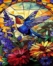 Colorful Bird Paint by Numbers Stained Glass Painting by Number for Adults Be...