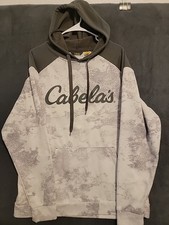 Cabela's Mens Fleece Lined Hooded Sweatshirt White Gray Camo L
