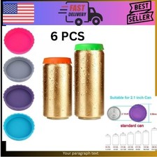 6 Pack Silicone Soda Can Lids   BPA-Free Reusable Can Covers, 6 Colors Standard