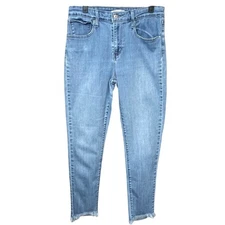 Levi's 721 High Rise Skinny Blue Jeans Light Wash Frayed Hem Womens Size 28