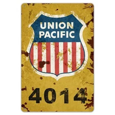 Union Pacific Railway Logo Metal Tin Sign 8x12in - Retro Train Railroad Decor