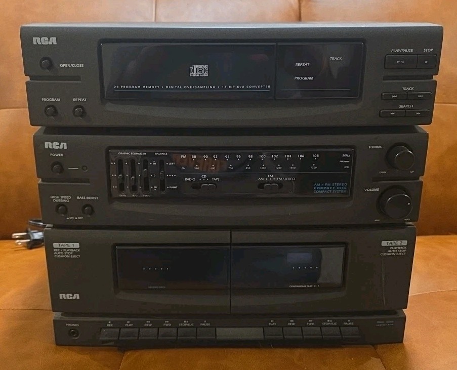 Rca Rp 8593 RCA RP 8530 B Compact Stereo System Dual Cassette CD Player AM FM Radio ...