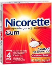 Nicorette Gum 4mg Cinnamon Surge - 100 ct, Pack of 3 Reddish-brown