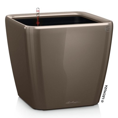 LECHUZA  Pflanzgefäße QUADRO LS 35 Taupe hochglänzend All-in-One
