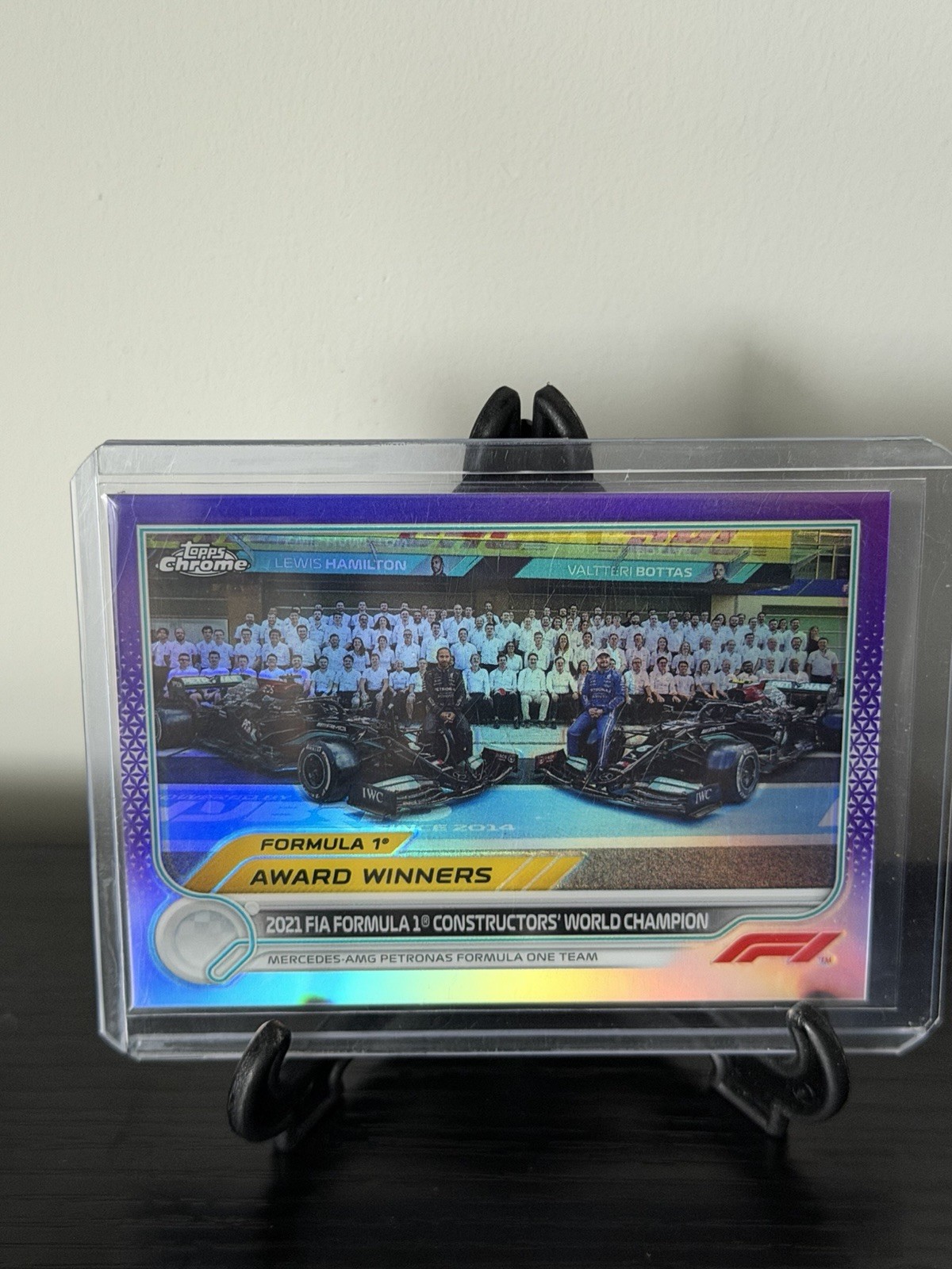 2022 Topps Chrome F1 Mercedes Award Winners Hamilton Bottas #197 Purple 284/399