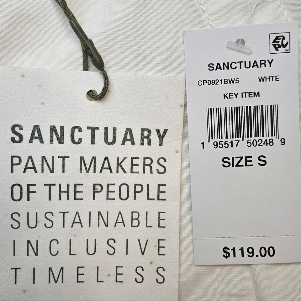 Sanctuary Cargo Pants Size Small White Wide Leg 31" Adjustable Waist Inseam 32" - Image 4 of 4