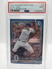 2025 Bowman Mega Chrome Jace Jung Rookie #59 Navy Ref /175 PSA 9 Tigers