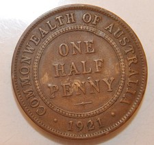 1921 Australia one half penny