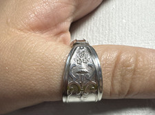 Handcrafted Silver Plated Spoon Ring Ornate Engraved Band Size 11