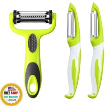 2 Stainless Steel Vegetable & Fruit Peeler Set - Non-Slip Handle Potato Peeler