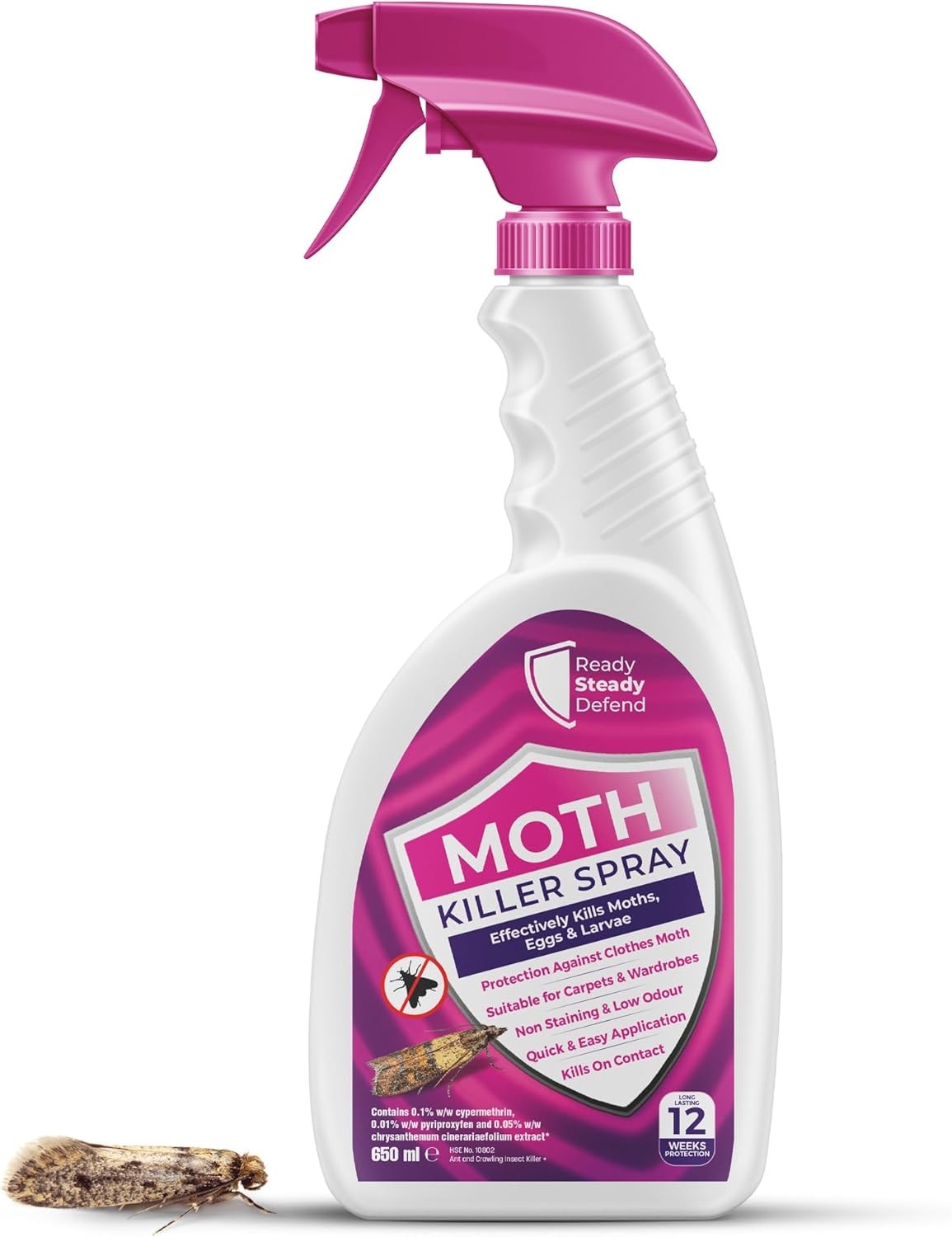 Moth Killer Spray | 650ml | Repellent Protects Carpets, Clothes & Wardrobes Fro