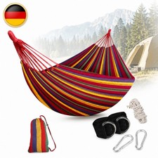 Baumwolle H&auml;ngematte 270x150cm Camping Outdoor 200kg Doppel Tragetasche XXL