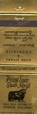 Prime Steer Steak House, Superior, Wisconsin Matchbook