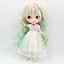 12" Blythe doll Nude Mint mix Yellow and pink hair dudu mouth Factory Joint Body