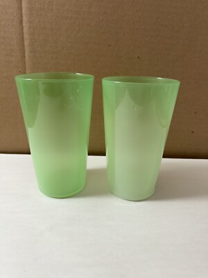 Antique Glassware Glasses Tumblers Green Opal