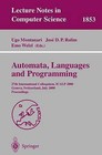 Automata, Languages and Programming: 27th International Colloquium, ICALP 2000, Geneva, Switzerland, July 9-15, 2000 : Proceedings by Springer-Verlag Berlin and Heidelberg GmbH & Co. KG (Paperback, 2000)