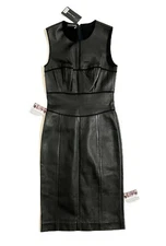 Narciso Rodriguez  Lambskin Leather Pencil Bodycon Midi Dress SZ 40 EU NWT $2600