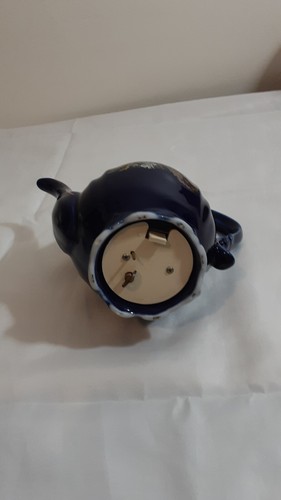 Vintage 8" Tall Made in Japan Cobalt Blue Peacock Design Musical Teapot - Picture 11 of 12