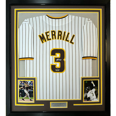 Framed Facsimile Autographed Jackson Merrill 35x39 San Diego Reprint Jersey