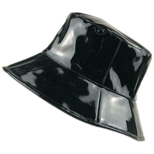 Black PVC Bucket Hat Fishing Bush Cap 