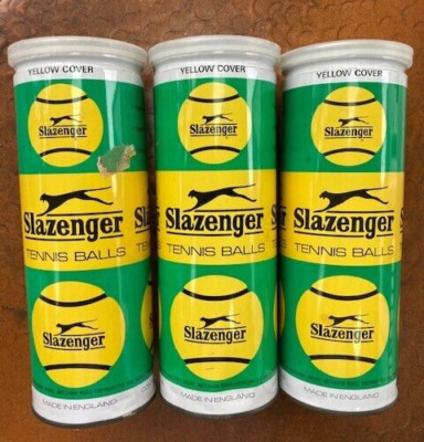 3 VINTAGE (70 S), NEW, SEALED SLAZENGER TENNIS BALL (YELLOW) CANS - ORIG. OWNER