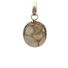 Vintage Sterling Silver White Buffalo Stone Oval Pendant Southwestern Style — photo 1