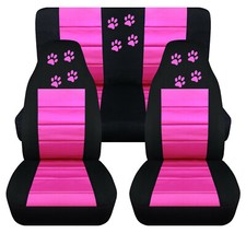Frontrear Car Seat Covers Black-hot Pink Wpaw Prints Fits Wrangler Yj Tj Lj