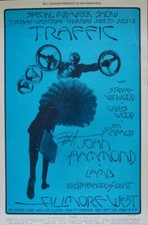 TRAFFIC BG 241 FILLMORE concert poster 1970 Signed by JOHN HAMMOND BILL GRAHAM