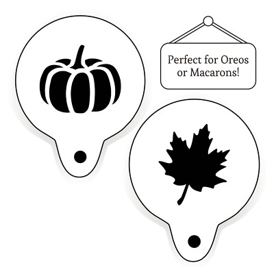 Pumpkin Maple Leaf Macaron Oreo Cookie Stencils Small Mylar Stencil Set Of 2