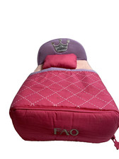 FAO Schwarz Doll Bed Pink And Purple Zippered Compartment 11" x 8"