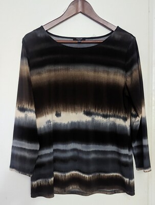 Premise Studio Blouse Women's  3/4 Sleeves  Round Nec Top Size L