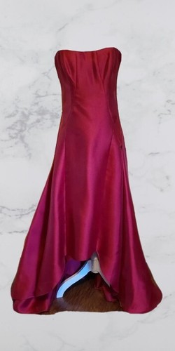 Truly Zac Posen Size 10 Hi-Low Gown Apple Red Formal Wedding Prom Womens NWOT - Picture 13 of 15