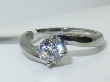 Ladies solitaire ring cz cubic zirconia stainless steel engagement 1.25ct 1543