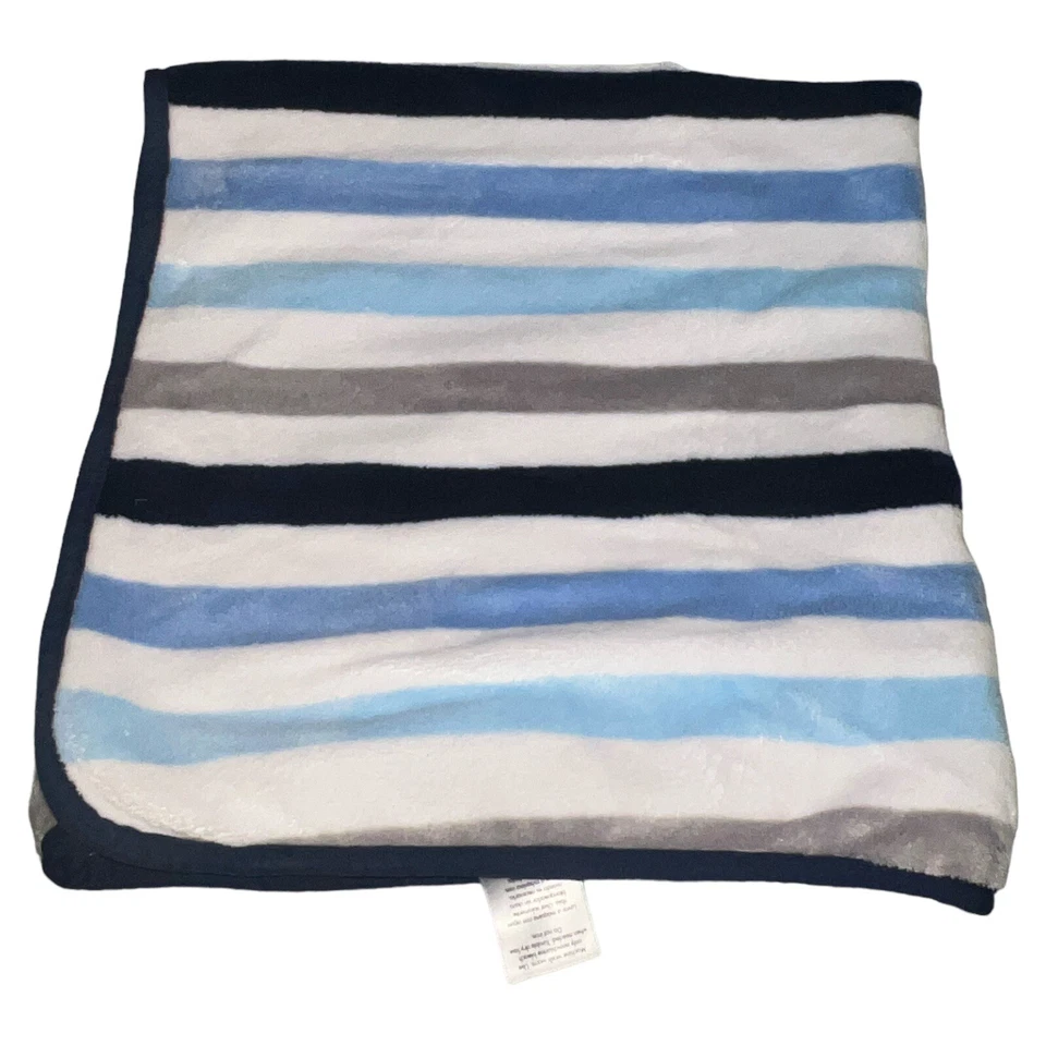 Garanimals Stripe WHALE Baby Boy Blanket Fleece Lovey Blue White Navy Squirt - Image 3 of 4