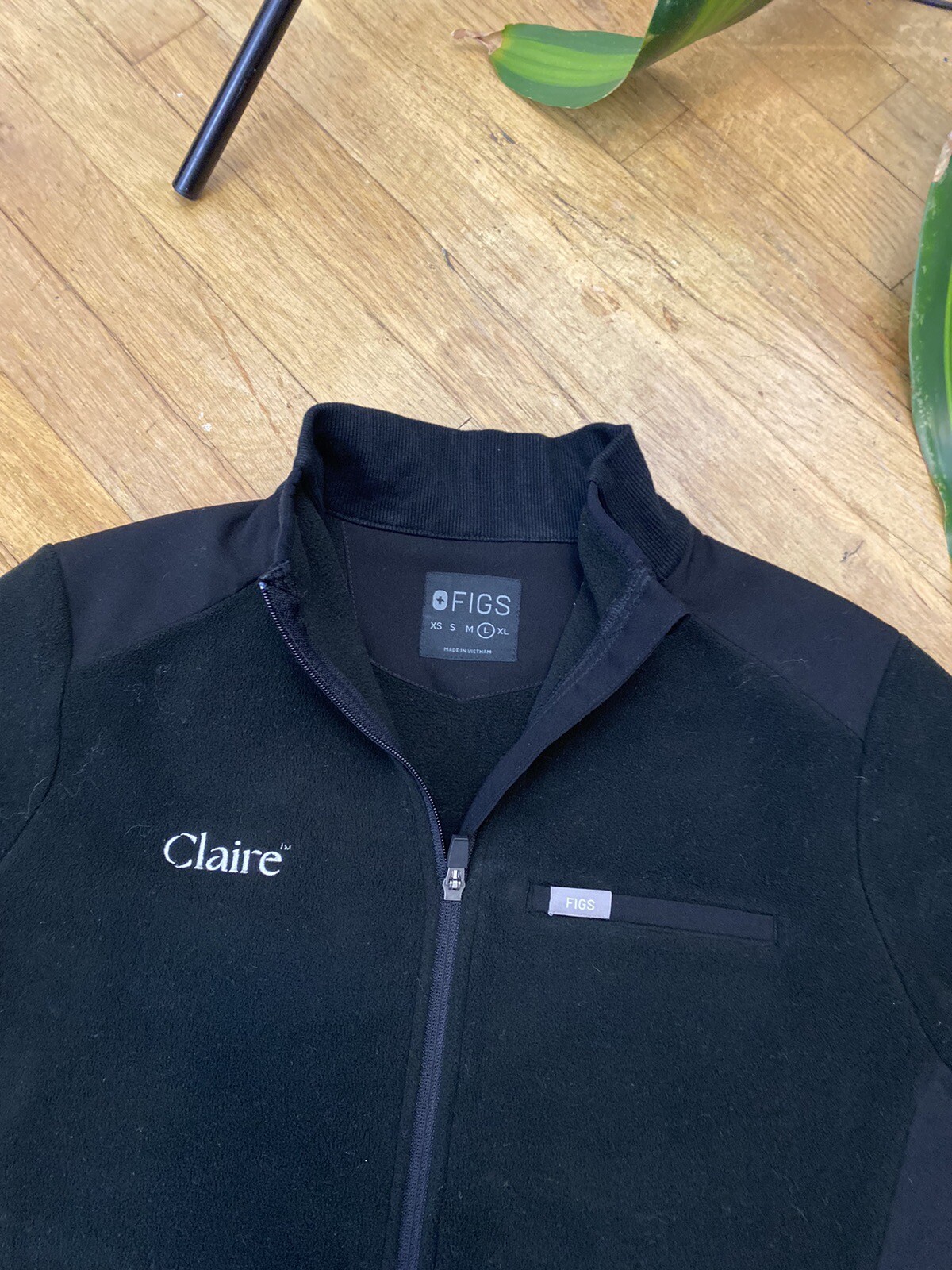 Figs Jacket Black Fleece Medical RN Pockets Work Full Zip Women's Size