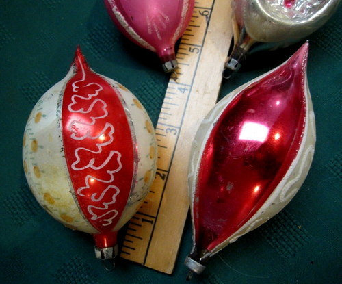 Vintage 6 große POLEN WEIHNACHTSSCHMUCK TROPFENEINZUG SPITZ HANDBEMALT mit KARTONBODEN - Bild 6 von 24