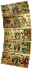 Lot of 5 Teenage Mutant Ninja Turtles TMNT  Gold Foil Notes Set XS03