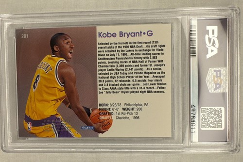 1996 HOOPS Kobe Bryant Rookie Card RC #281 PSA 9 OTTIME CONDIZIONI - Foto 2 di 6