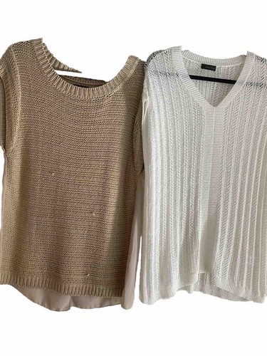 2 Knit Summer Shells/Vests Beige/white Size M Love Token Classic Flare ...