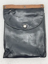 1918 WWI MILITARY FIELD GEAR 9x7" LEATHER CANVAS POUCH DVC MADE IN FRANCE