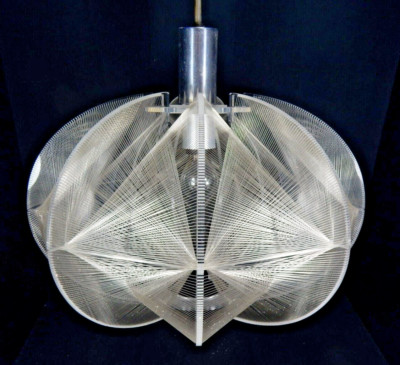 Huge 70s Paul Secon design Sompex Methacrylat Nylon Deckenlampe Nylon-Fadenlampe