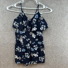MISS MOLY Women's Romper Dress Size Medium Blue Floral Sleeveless