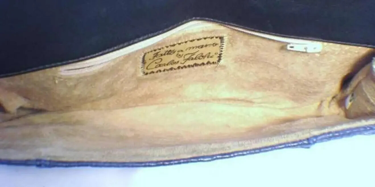 Carlos Falchi Blue Crocodile Patchwork Clutch - image 6