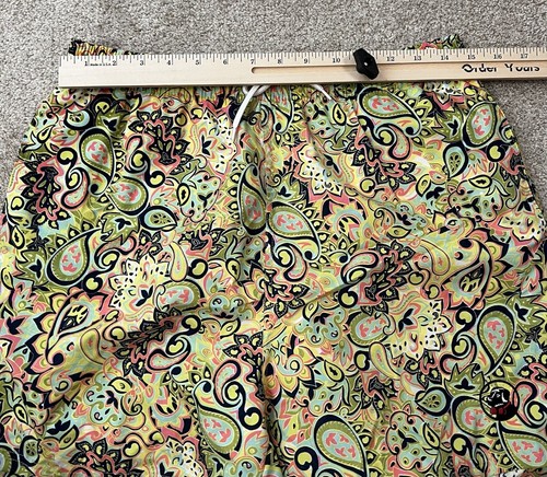 Southern Proper Swim Stuff M Swim Trunks Chartreuse Green Yellow Paisley 4” Inse - Picture 12 of 14